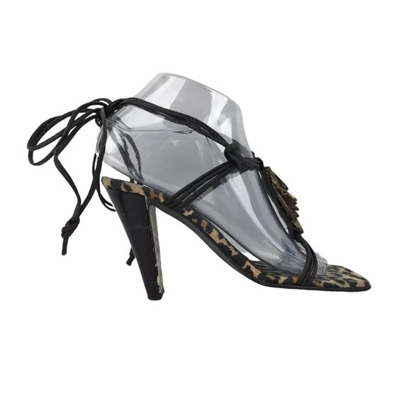 Donald J Pliner Womens Couture Brown‎ Black Lace Up Strappy Heels Size US 6 M - Picture 1 of 10
